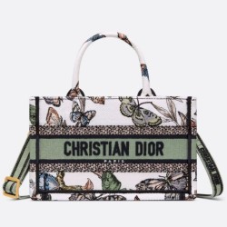 Replica Dior Mini Book Tote with Strap White Toile de Jouy Mexico Embroidery