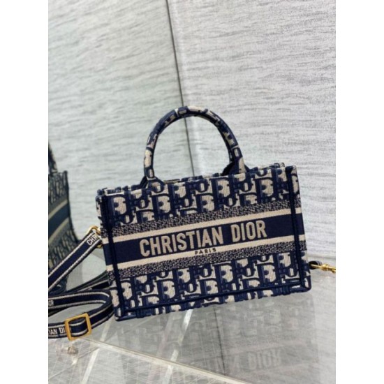 Replica Dior Mini Book Tote with Strap Blue Dior Oblique Embroidery Fake Dior Mini Book Tote with Strap Blue Dior Oblique Embroidery Replica