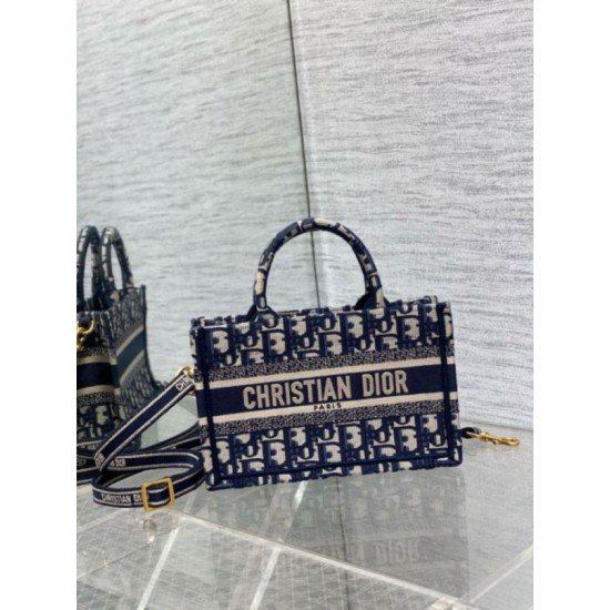 Replica Dior Mini Book Tote with Strap Blue Dior Oblique Embroidery Fake Dior Mini Book Tote with Strap Blue Dior Oblique Embroidery Replica