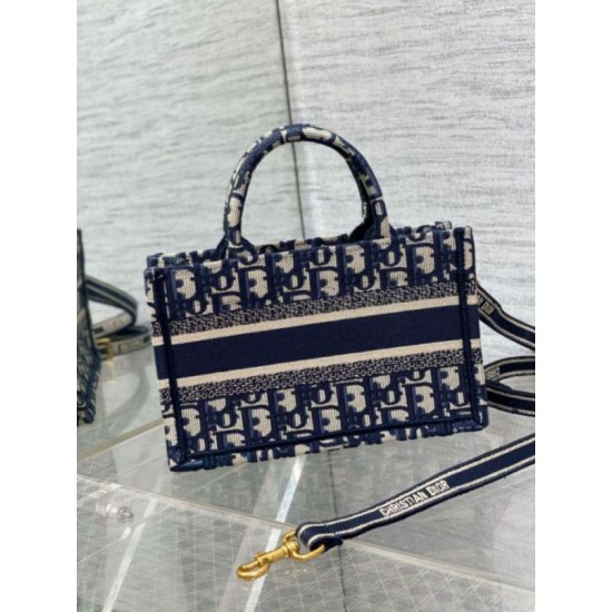 Replica Dior Mini Book Tote with Strap Blue Dior Oblique Embroidery Fake Dior Mini Book Tote with Strap Blue Dior Oblique Embroidery Replica