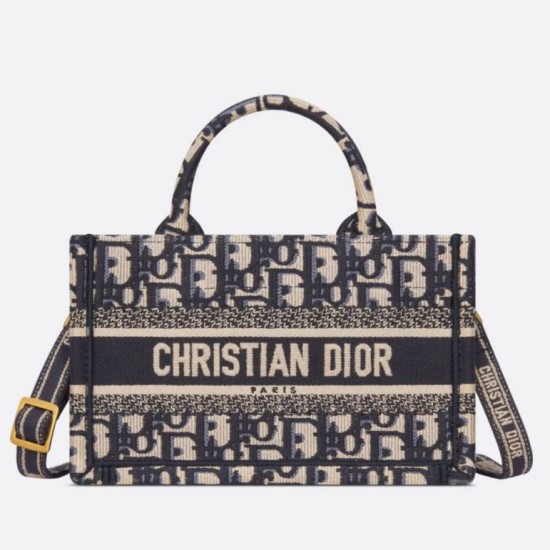 Replica Dior Mini Book Tote with Strap Blue Dior Oblique Embroidery Fake Dior Mini Book Tote with Strap Blue Dior Oblique Embroidery Replica