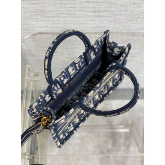 Replica Dior Mini Book Tote with Strap Blue Dior Oblique Embroidery Fake Dior Mini Book Tote with Strap Blue Dior Oblique Embroidery Replica