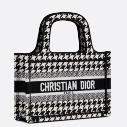 Replica Dior Mini Book Tote Bag Micro Houndstooth Embroidery