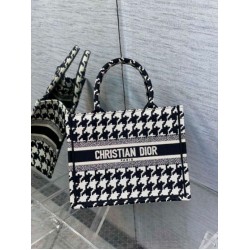 Fake Dior Small Book Tote Bag Micro Houndstooth Embroidery Replica Replica Dior Small Book Tote Bag Micro Houndstooth Embroidery