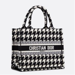 Replica Dior Small Book Tote Bag Micro Houndstooth Embroidery