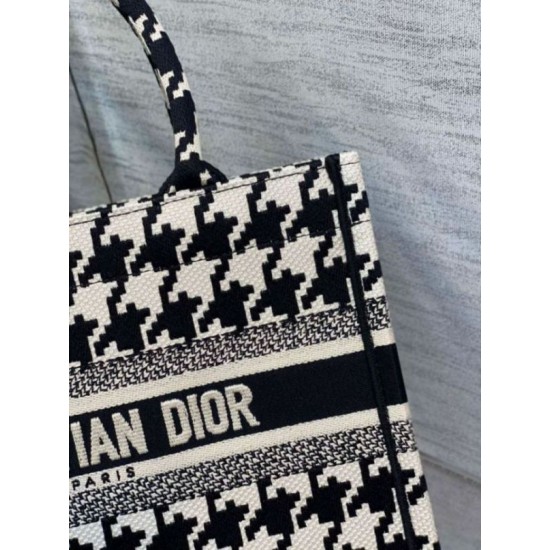 Fake Dior Small Book Tote Bag Micro Houndstooth Embroidery Replica Replica Dior Small Book Tote Bag Micro Houndstooth Embroidery