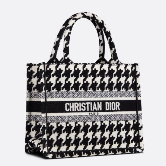 Fake Dior Small Book Tote Bag Micro Houndstooth Embroidery Replica Replica Dior Small Book Tote Bag Micro Houndstooth Embroidery