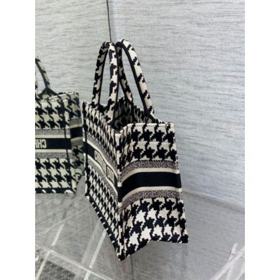 Fake Dior Small Book Tote Bag Micro Houndstooth Embroidery Replica Replica Dior Small Book Tote Bag Micro Houndstooth Embroidery