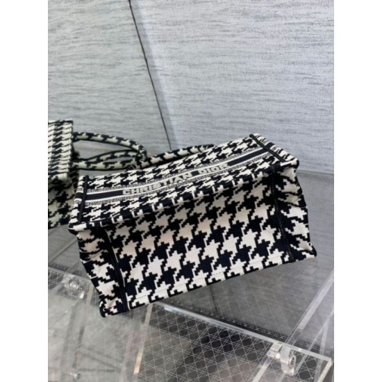 Fake Dior Small Book Tote Bag Micro Houndstooth Embroidery Replica Replica Dior Small Book Tote Bag Micro Houndstooth Embroidery
