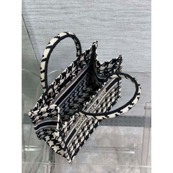 Fake Dior Small Book Tote Bag Micro Houndstooth Embroidery Replica Replica Dior Small Book Tote Bag Micro Houndstooth Embroidery