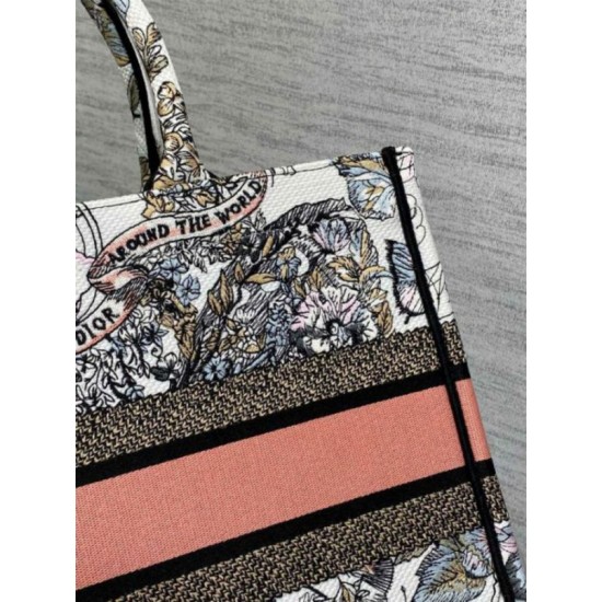 Fake Dior Medium Book Tote Bag Butterfly Around The World Embroidery Replica Replica Dior Medium Book Tote Bag Butterfly Around The World Embroidery