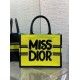 Fake Dior Medium Book Tote Bag Yellow and Blue Miss Dior Graffiti Embroidery Replica Replica Dior Medium Book Tote Bag Yellow and Blue Miss Dior Graffiti Embroidery