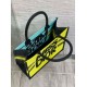 Fake Dior Medium Book Tote Bag Yellow and Blue Miss Dior Graffiti Embroidery Replica Replica Dior Medium Book Tote Bag Yellow and Blue Miss Dior Graffiti Embroidery