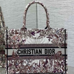 Fake Dior Medium Book Tote Bag Dior 4 Saisons Hiver Soleil Embroidery Replica