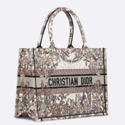 Fake Dior Medium Book Tote Bag Dior 4 Saisons Hiver Soleil Embroidery Replica