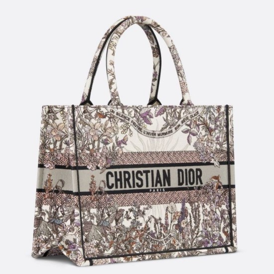 Fake Dior Medium Book Tote Bag Dior 4 Saisons Hiver Soleil Embroidery Replica Fake Dior Medium Book Tote Bag Dior 4 Saisons Hiver Soleil Embroidery Replica