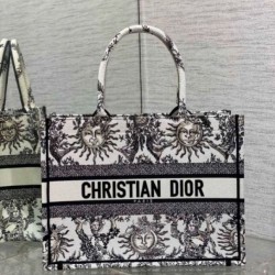 Replica Dior Medium Book Tote Bag White Toile de Jouy Soleil Embroidery