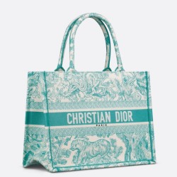 Fake Dior Medium Dioriviera Book Tote Aquamarina Toile de Jouy Embroidery Replica