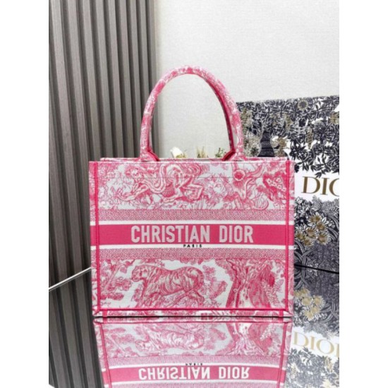 Replica Dior Medium Dioriviera Book Tote Pink Toile de Jouy Embroidery Replica Dior Medium Dioriviera Book Tote Pink Toile de Jouy Embroidery