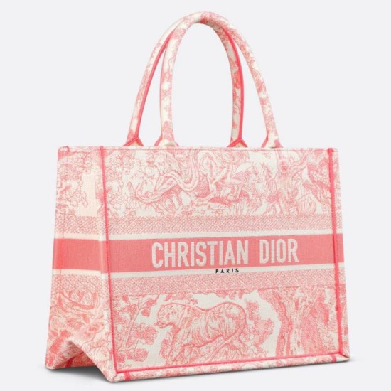 Replica Dior Medium Dioriviera Book Tote Pink Toile de Jouy Embroidery Replica Dior Medium Dioriviera Book Tote Pink Toile de Jouy Embroidery