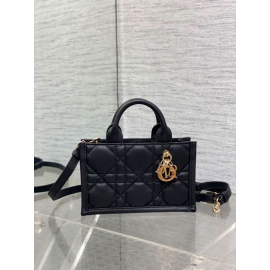 Replica Dior Mini Book Tote Bag with Strap Black Macrocannage Calfskin Fake Dior Mini Book Tote Bag with Strap Black Macrocannage Calfskin Replica