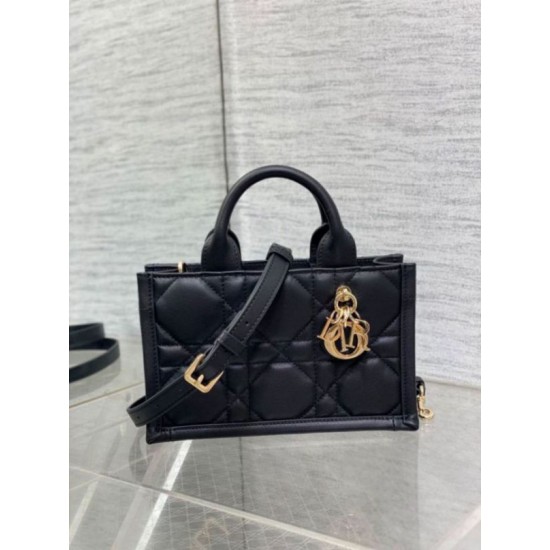 Replica Dior Mini Book Tote Bag with Strap Black Macrocannage Calfskin Fake Dior Mini Book Tote Bag with Strap Black Macrocannage Calfskin Replica