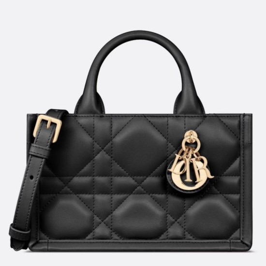 Replica Dior Mini Book Tote Bag with Strap Black Macrocannage Calfskin Fake Dior Mini Book Tote Bag with Strap Black Macrocannage Calfskin Replica
