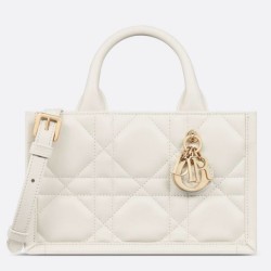 Replica Dior Mini Book Tote Bag with Strap White Macrocannage Calfskin