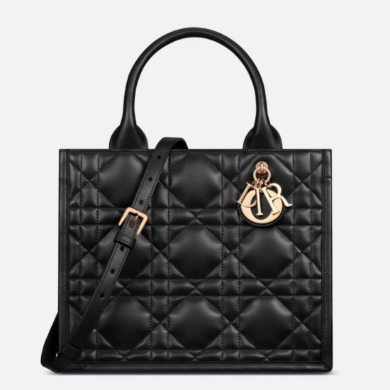 Replica Dior Small Book Tote Bag with Strap Black Macrocannage Calfskin Fake Dior Small Book Tote Bag with Strap Black Macrocannage Calfskin Replica