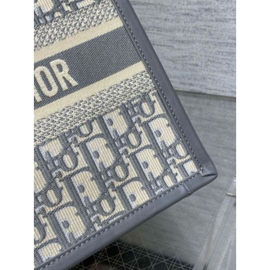 Fake Dior Small Book Tote Bag with Strap Grey Dior Oblique Replica Fake Dior Small Book Tote Bag with Strap Grey Dior Oblique Replica