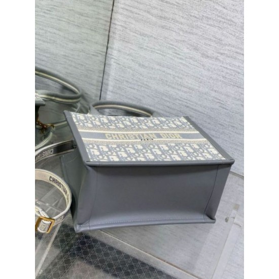 Fake Dior Small Book Tote Bag with Strap Grey Dior Oblique Replica Fake Dior Small Book Tote Bag with Strap Grey Dior Oblique Replica