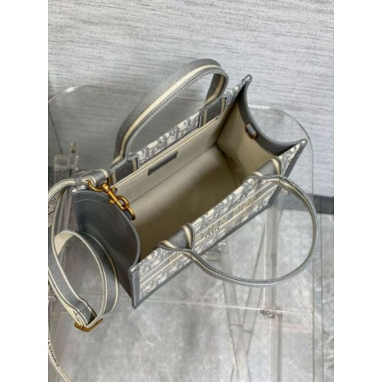 Fake Dior Small Book Tote Bag with Strap Grey Dior Oblique Replica Fake Dior Small Book Tote Bag with Strap Grey Dior Oblique Replica