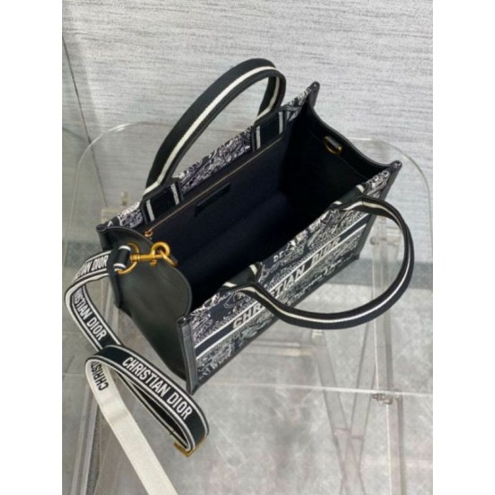 Replica Dior Small Book Tote Bag with Strap Plan de Paris Embroidery and Black Calfskin Replica Dior Small Book Tote Bag with Strap Plan de Paris Embroidery and Black Calfskin