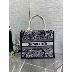 Replica Dior Small Book Tote Bag with Strap Toile de Jouy Reverse Embroidery and Blue Calfskin Fake Dior Small Book Tote Bag with Strap Toile de Jouy Reverse Embroidery and Blue Calfskin Replica