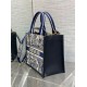 Replica Dior Small Book Tote Bag with Strap Toile de Jouy Sauvage Embroidery with Blue Calfskin Fake Dior Small Book Tote Bag with Strap Toile de Jouy Sauvage Embroidery with Blue Calfskin Replica