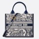 Replica Dior Small Book Tote Bag with Strap Toile de Jouy Sauvage Embroidery with Blue Calfskin Fake Dior Small Book Tote Bag with Strap Toile de Jouy Sauvage Embroidery with Blue Calfskin Replica
