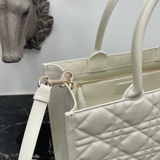 Replica Dior Medium Book Tote Bag with Strap White Macrocannage Calfskin Replica Dior Medium Book Tote Bag with Strap White Macrocannage Calfskin