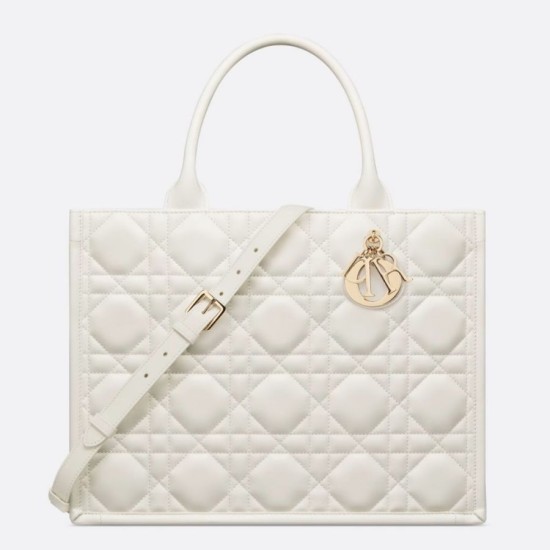 Replica Dior Medium Book Tote Bag with Strap White Macrocannage Calfskin Replica Dior Medium Book Tote Bag with Strap White Macrocannage Calfskin