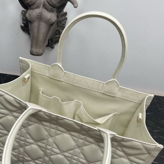 Replica Dior Medium Book Tote Bag with Strap White Macrocannage Calfskin Replica Dior Medium Book Tote Bag with Strap White Macrocannage Calfskin