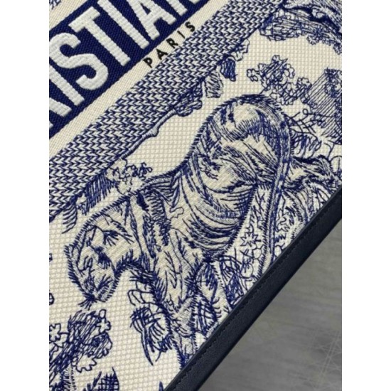 Replica Dior Medium Book Tote Bag with Strap Blue Toile de Jouy Sauvage Embroidery Replica Dior Medium Book Tote Bag with Strap Blue Toile de Jouy Sauvage Embroidery