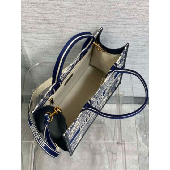 Replica Dior Medium Book Tote Bag with Strap Blue Toile de Jouy Sauvage Embroidery Replica Dior Medium Book Tote Bag with Strap Blue Toile de Jouy Sauvage Embroidery