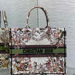 Fake Dior Large Book Tote Bag Dior 4 Saisons Automne Soleil Embroidery Replica