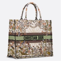 Fake Dior Large Book Tote Bag Dior 4 Saisons Automne Soleil Embroidery Replica