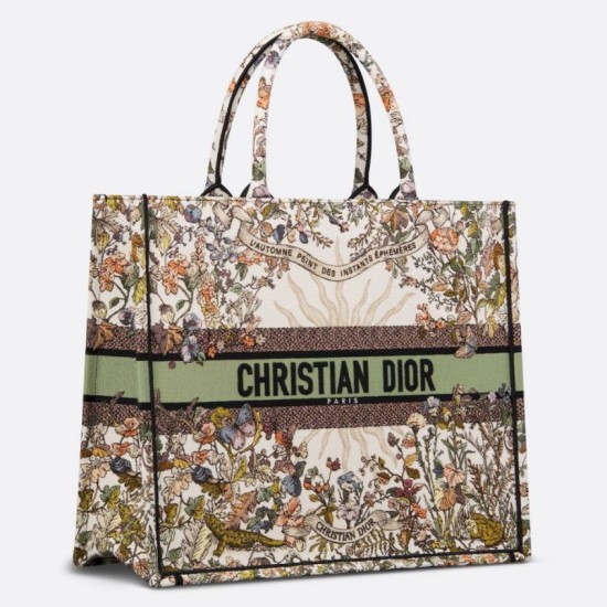 Replica Dior Large Book Tote Bag Dior 4 Saisons Automne Soleil Embroidery Fake Dior Large Book Tote Bag Dior 4 Saisons Automne Soleil Embroidery Replica