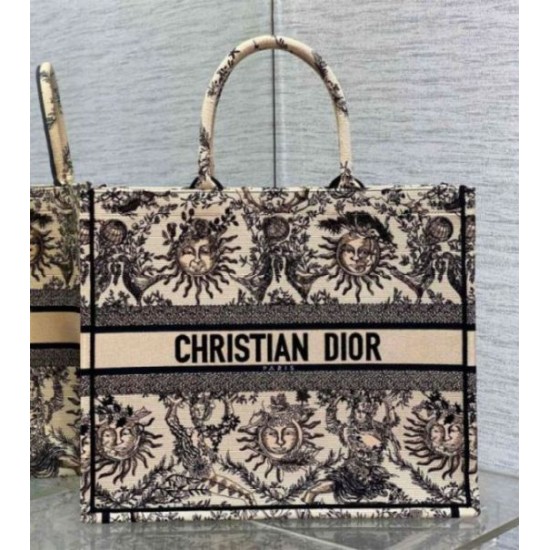 Fake Dior Large Book Tote Bag Beige Toile de Jouy Soleil Embroidery Replica Fake Dior Large Book Tote Bag Beige Toile de Jouy Soleil Embroidery Replica