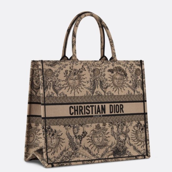 Fake Dior Large Book Tote Bag Beige Toile de Jouy Soleil Embroidery Replica Fake Dior Large Book Tote Bag Beige Toile de Jouy Soleil Embroidery Replica