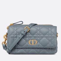Replica Dior Caro Pouch Cloud Blue Cannage Calfskin
