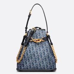 Replica Dior C'est Medium Bag Blue Denim Oblique Jacquard