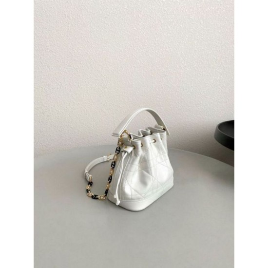 Fake Dior Small Jolie Bucket Bag White Macrocannage Lambskin Replica Fake Dior Small Jolie Bucket Bag White Macrocannage Lambskin Replica