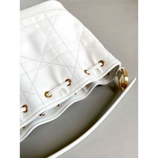 Fake Dior Small Jolie Bucket Bag White Macrocannage Lambskin Replica Fake Dior Small Jolie Bucket Bag White Macrocannage Lambskin Replica